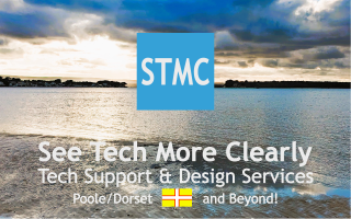 See Tech More Clearly Logo with background photo of Poole Harbour, Dorset, England.